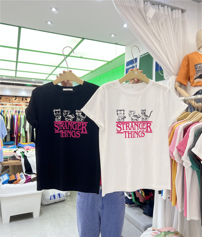 [1986] round neck tiger lettered short sleeve T-shirt f1301# LSL