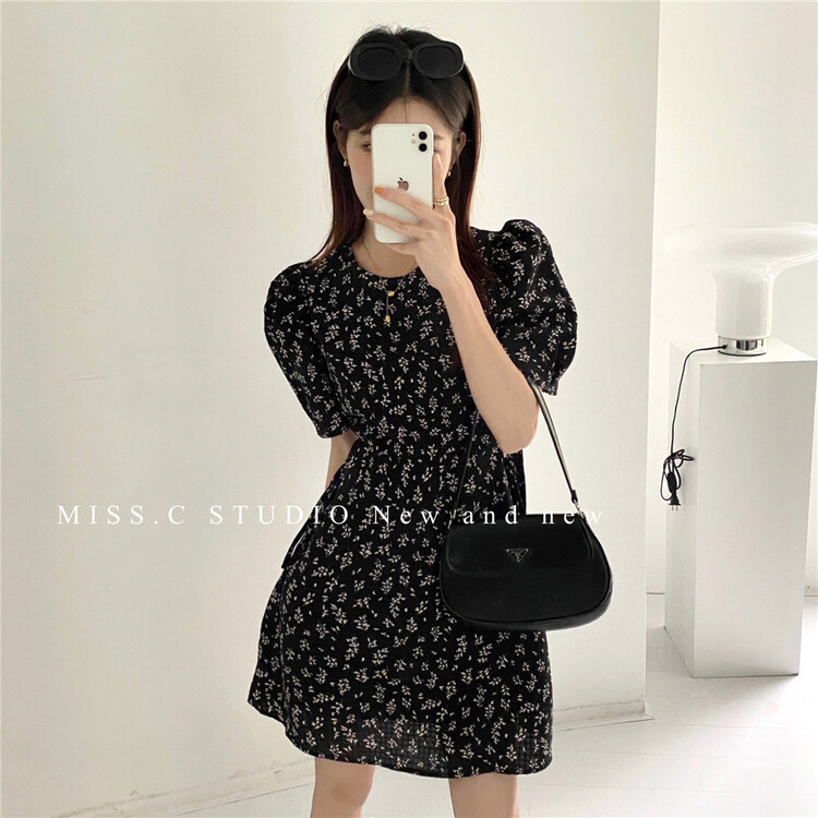 初夏上新!【MISS.C STUDIO】碎花腰部鏤空連衣裙  6035#  ZXX
