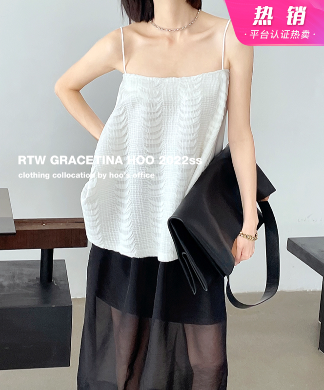 [gracetina Hoo] versatile A-style vest / suspender bx359# zxl with slim niche three-dimensional stacked lace design