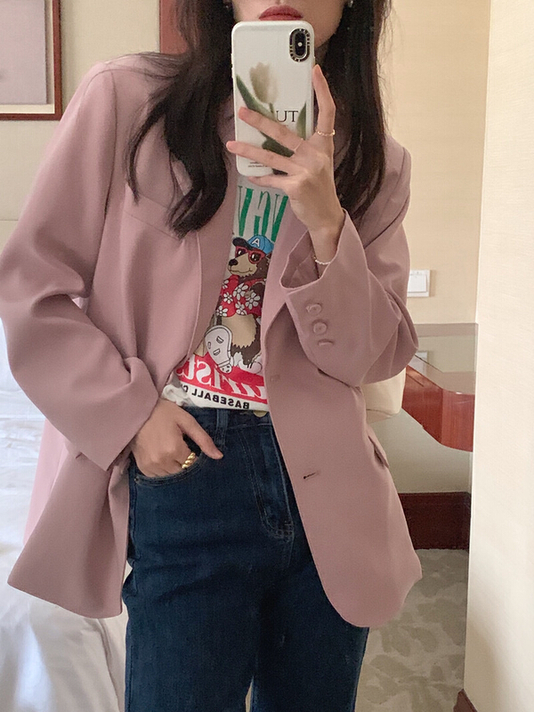 New year in early spring! [timely rain] Han Feng ins sweet honey girl powder temperament retro suit 27501# jhy