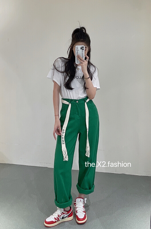 goods in stock! [x2] straight and versatile slacks (with webbing) 68035# ozq