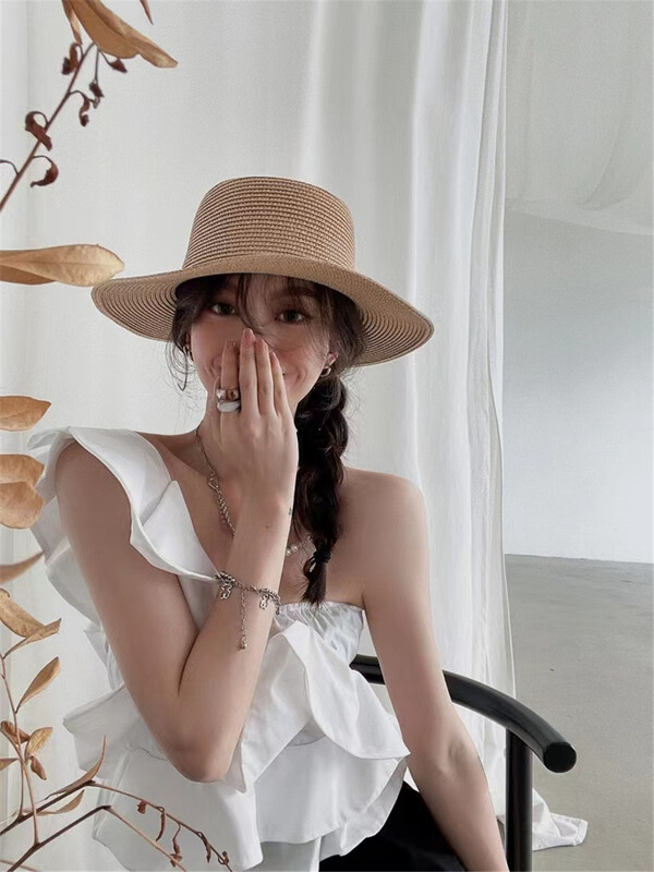 [top] Korean ruffled one shoulder collar vest / sling b92# ZSY