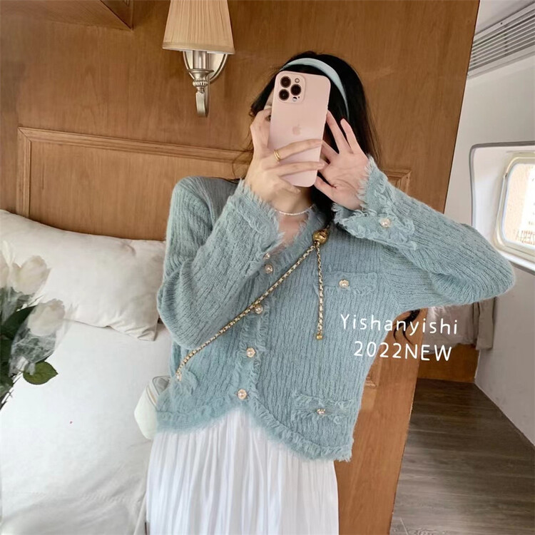 goods in stock! New year in early spring! [clothing world] V-neck single breasted comfortable knitted cardigan 93790# L