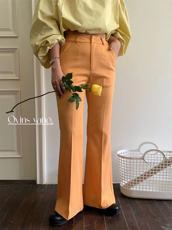 New year in early spring! [ovinsyang] jacquard fabric micro flare suit casual pants 8583# WTT