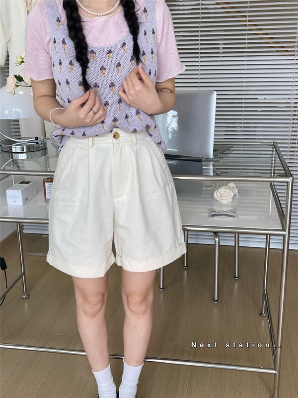 [next station] simple solid color versatile round neck short sleeve T-shirt 22176# ZSY