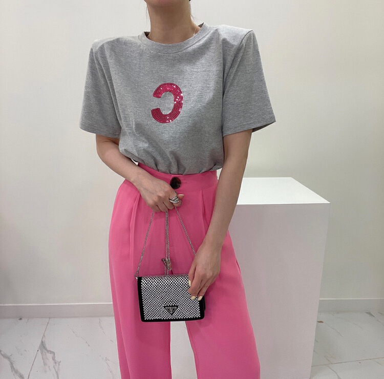 [savage] Korean round neck letter short sleeve T-shirt e8059# WPL