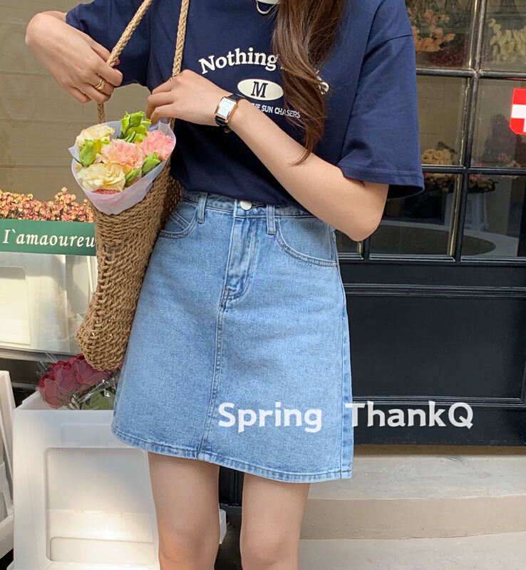 早春上新!【THANKQ】韓版時尚高腰牛仔裙  9221#  ZSY