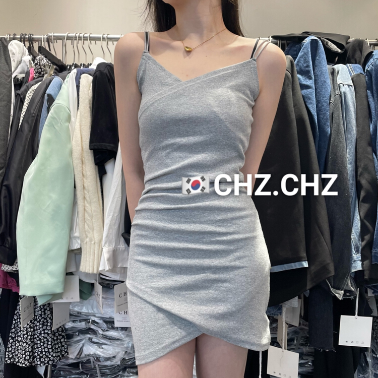 New in early summer! [c.h.z] Spice Girl Style pleated V-neck pit strip elastic suspender dress 80059# WTT