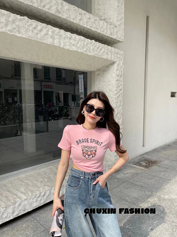 Early spring! [c.x Chuxin] fashionable foreign style port style personalized short sleeved T-shirt -6028# WTT