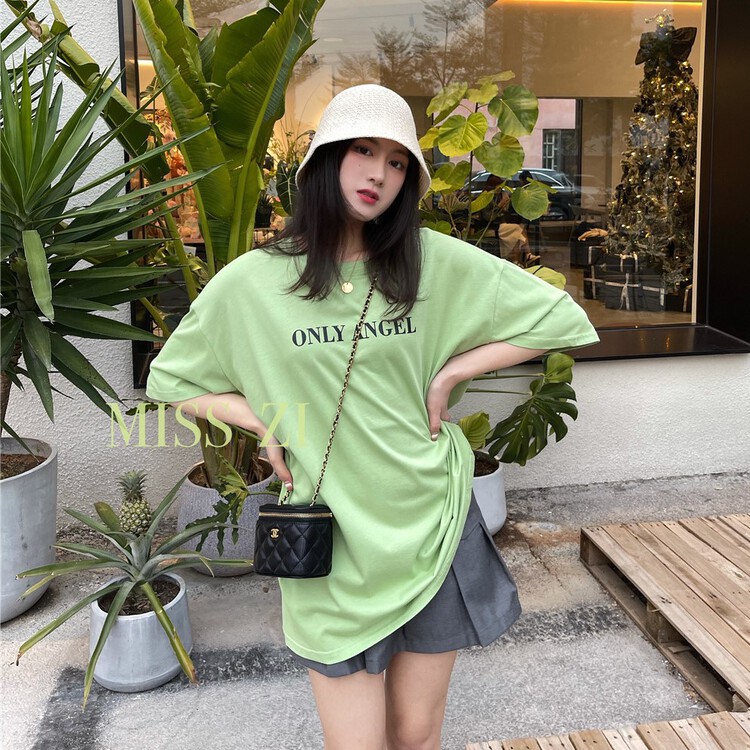 "MISS ZI" long short sleeve T-shirt 2283# CQW in personality letters