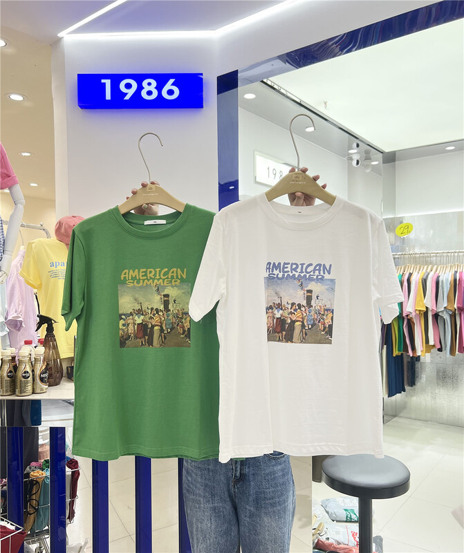 [1986] portrait printed Japanese Short Sleeve T-shirt c884# LSL