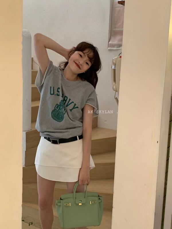[A.K skylan] simple loose letter printed sweater 82618# zxl