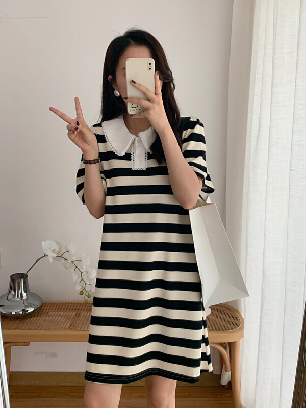 [victory. 2] Korean fashion stripe loose slim dress b197# WPL