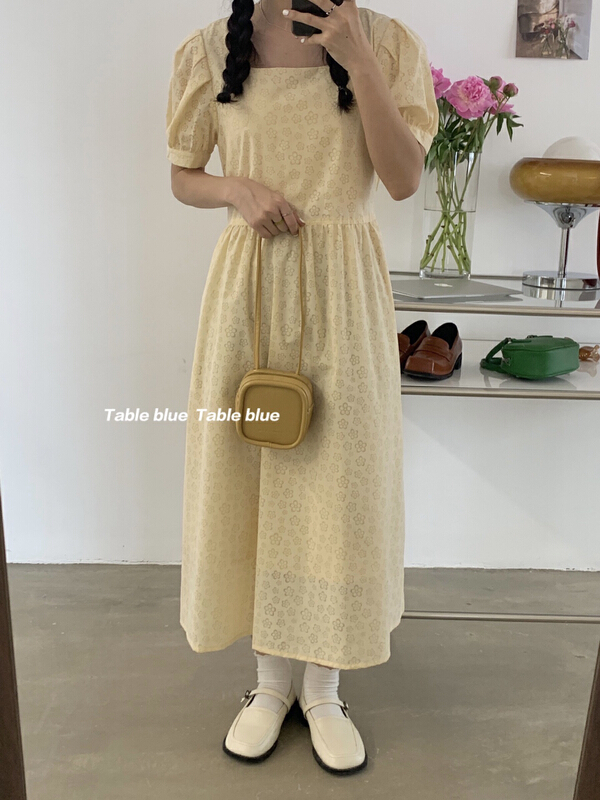 [table blue] Korean fresh floret dark pattern dress 2135# LSW
