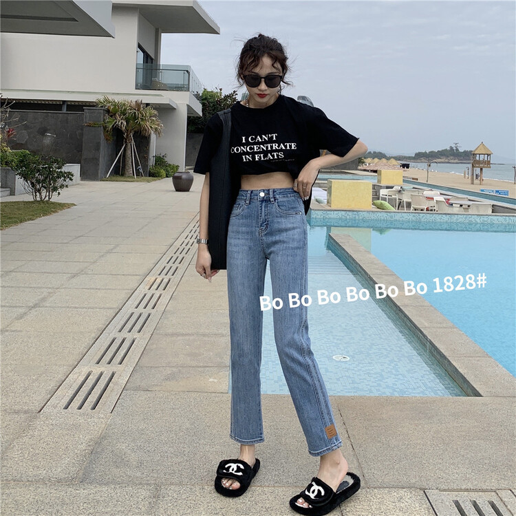 [Bobo] Korean versatile straight casual jeans 1828# cqw