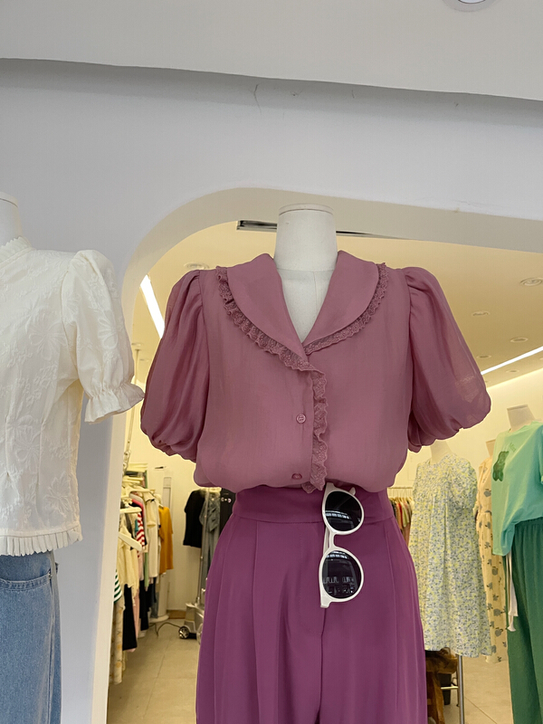 [timely rain] sweet, unique and versatile loose baby collar shirt (only shirts) 85215# WPL