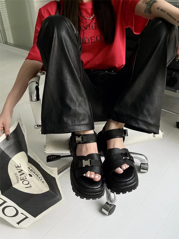 [in words] solid color fashion versatile low flat heel sandals 501-mm-11# CCL