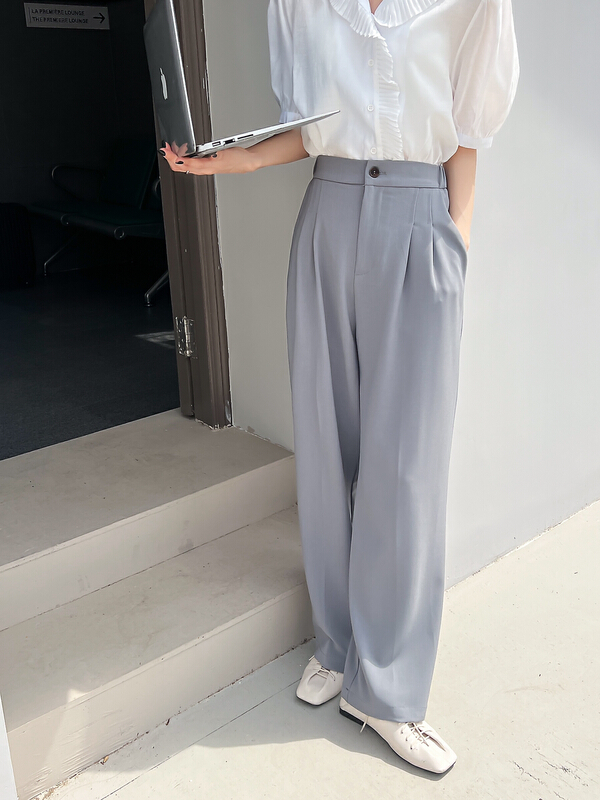 New in early summer! [rong'er family] waist elastic straight tube wide leg trousers 11613# hjy