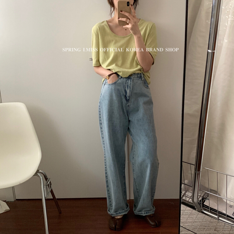 New year in early spring! [Imiss] simple solid color versatile short sleeve T-shirt cx10027# LSW