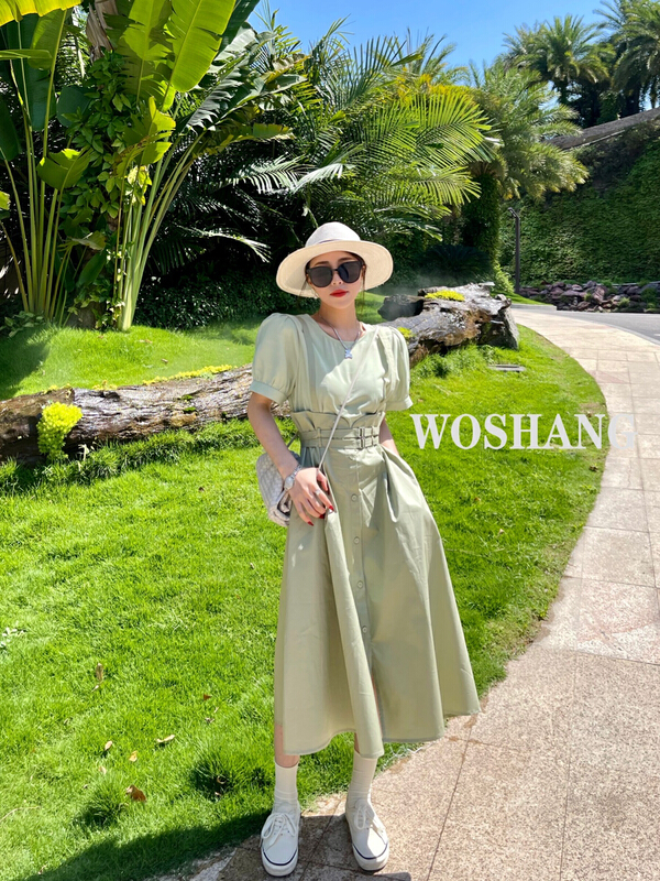New in early summer! [woshang woshang] design two pieces of fashion dress (with belt) 1231# XYJ