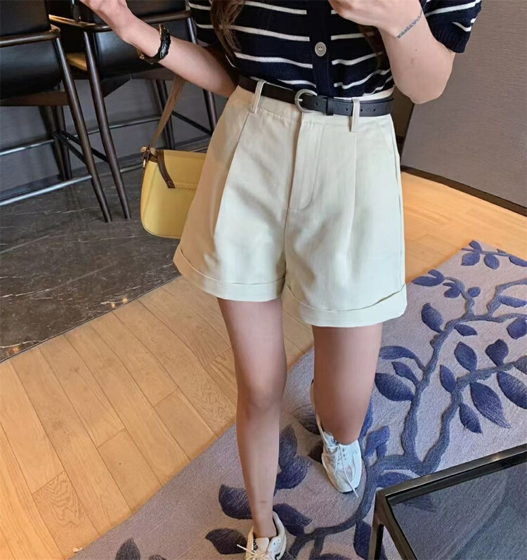 [sibel] high waist simple casual shorts (with belt) 9215# XJ