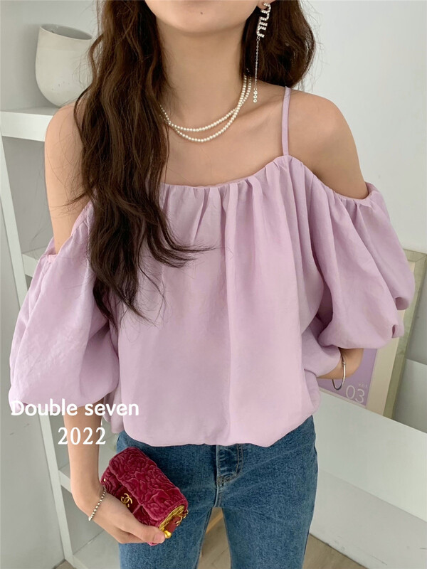 Five colors! [double seven] gentle wind suspender short temperament blouse 28620# zxx