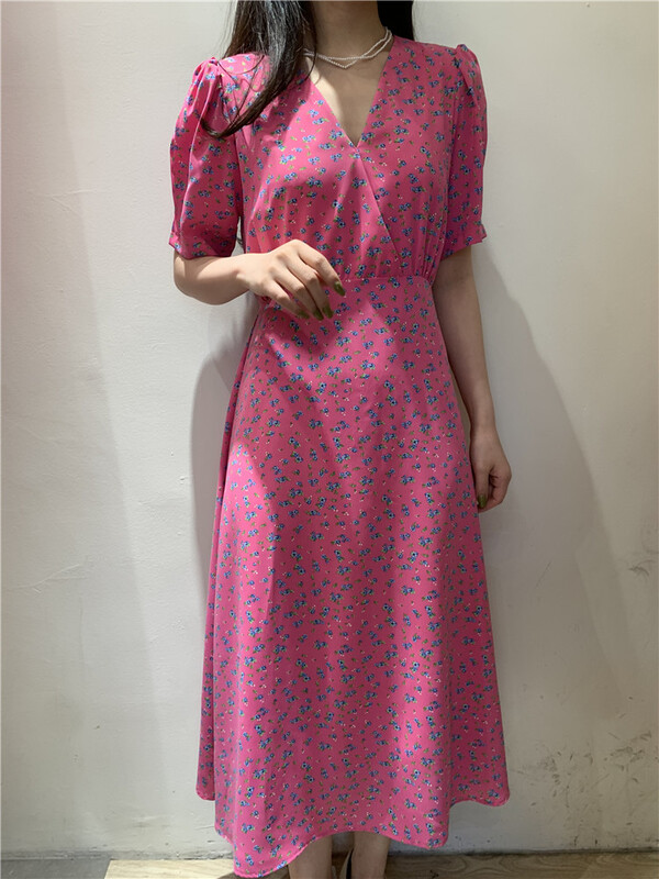 [sugar offices] elegant V-neck floral lace up dress 1192# HBx