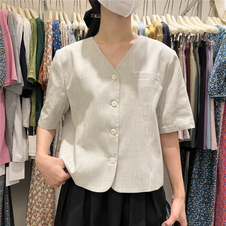 [feeding] Korean Vintage V-neck jacket 3371-a6# cqw