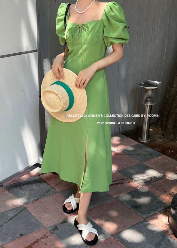 goods in stock! New in early summer! [yoomini] square neck slim dress x12747# WPL