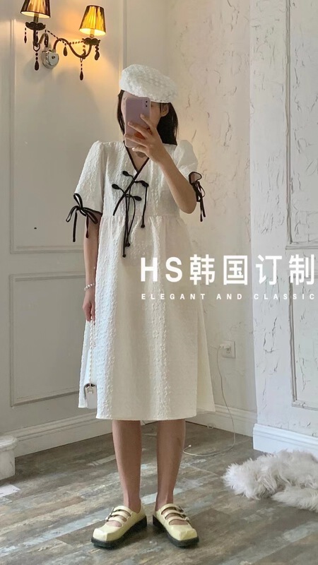 【HS韓國定製】韓版甜美V領連衣裙  65267#  HJY