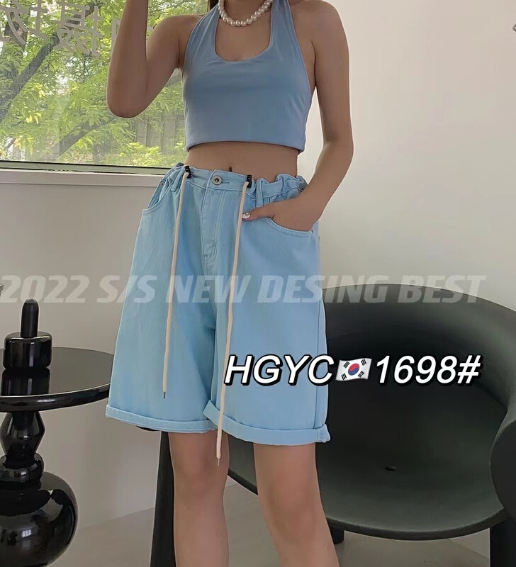 goods in stock! New in early summer! [original in Korea] Korean fashion clean color versatile jeans (with waist rope) 1698# L