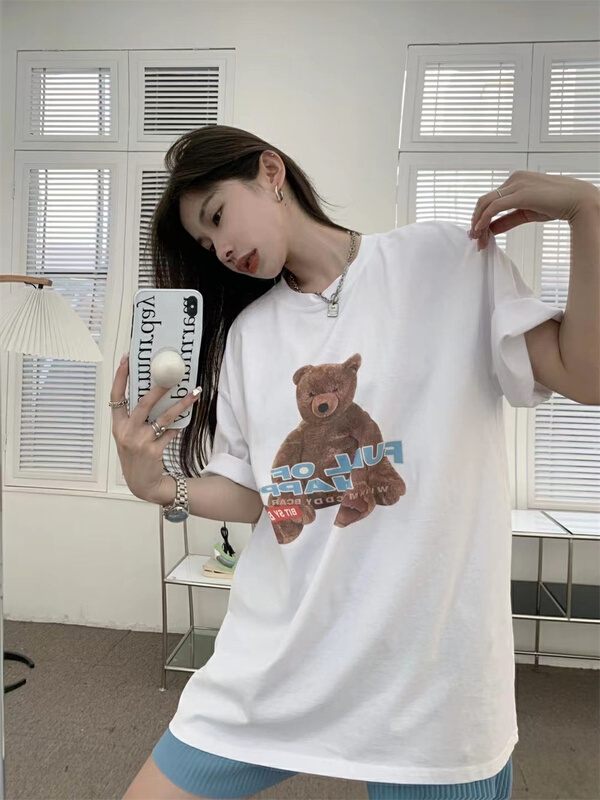 [eleven] bear loose and versatile short sleeved T-shirt (T-shirt only) 9078# lwy
