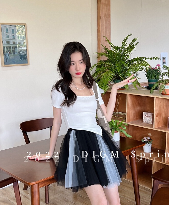 [digm] color blocking fashion versatile skirt 7562-1# zxx