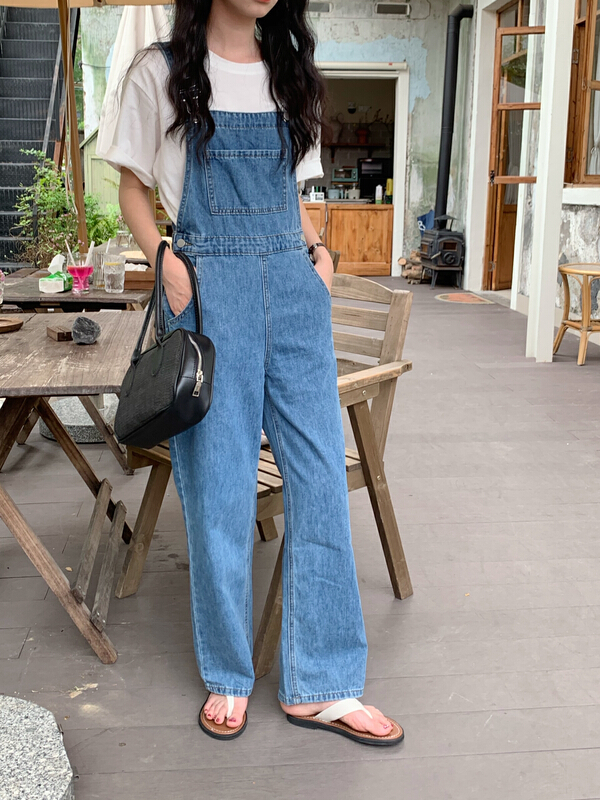 [meet me] Korean high waist age reducing denim suspenders ys-6989# ll