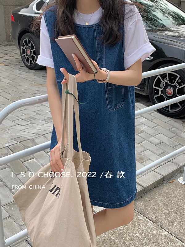 New year in early spring! [ISO Korean] Korean casual sleeveless cowboy vest dress 68713# hjy