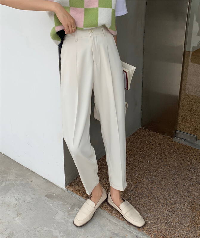 New year in early spring! [DCT] Korean fashion high waist slim fit nine point trousers 078# WPL