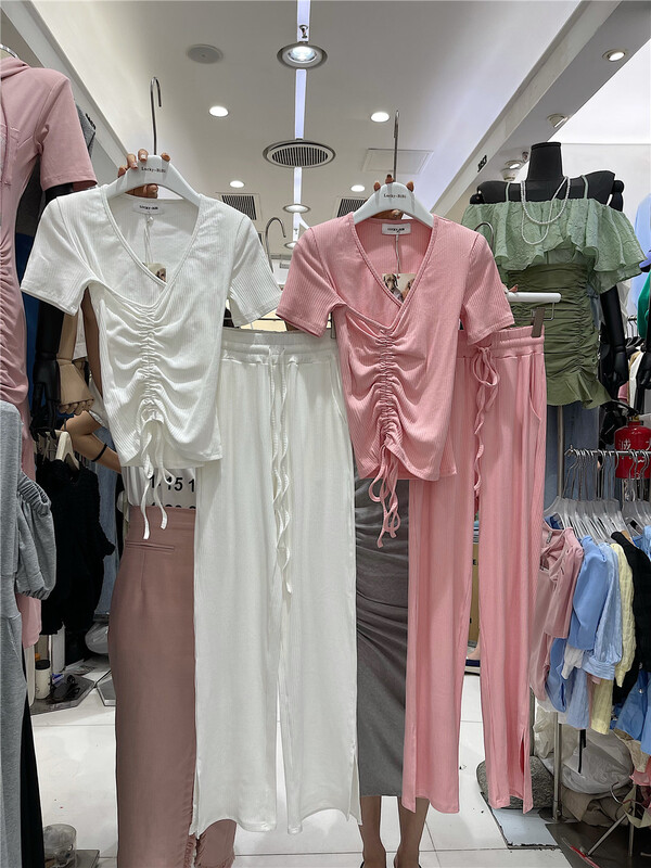 [lucky. Bibi] Korean drawstring jacket + elastic waist casual pants two-piece suit 1012# CSX