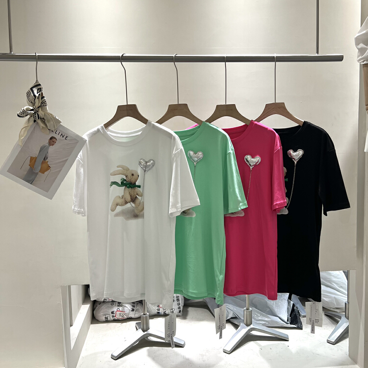 New in early summer! [o.shazidian] rabbit fashion short sleeve T-shirt (non detachable ornament) 88028# CSX