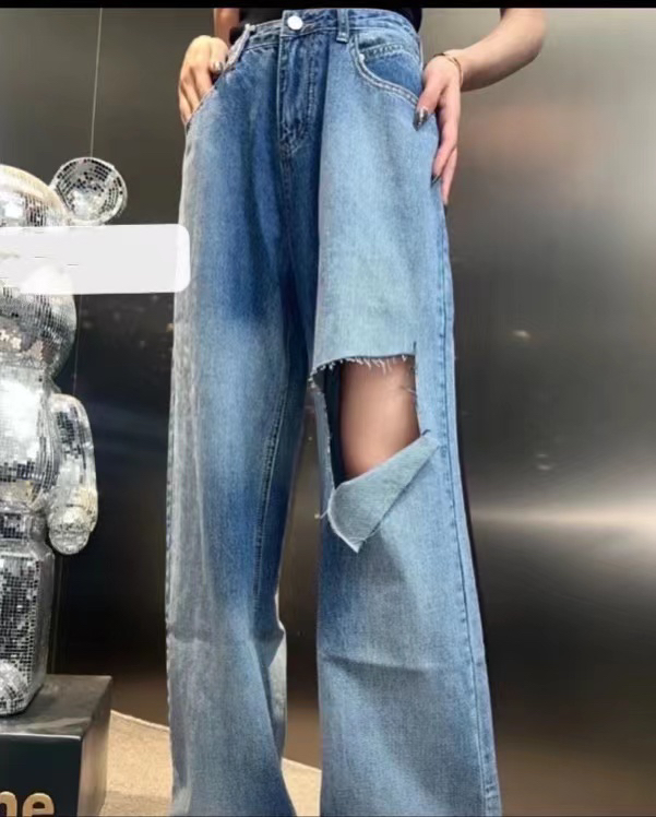 [Dido] straight hole baggy jeans (with belt) 7151# LSW