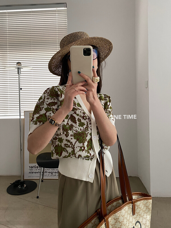 [one time] Vintage floret short breasted blouse 29215# CLS