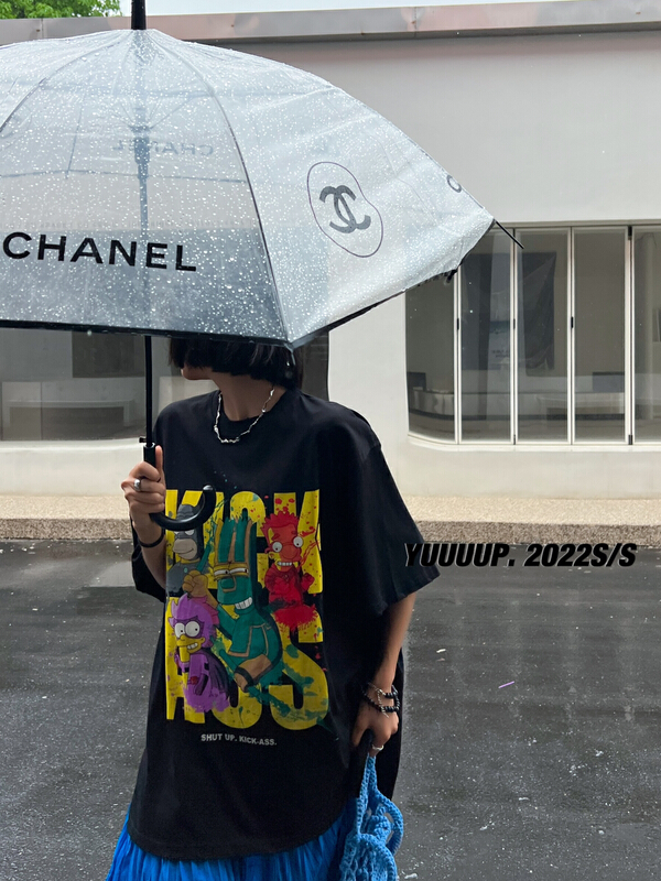 [yuup] Simpson cartoon watermark round neck short sleeve T-shirt 622112# LSL