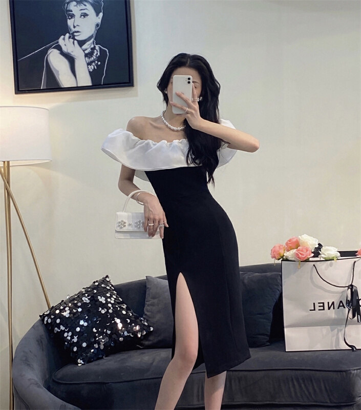 New in early summer! [Shibuya 109] little women's Korean color one shoulder dress s9765# JJ