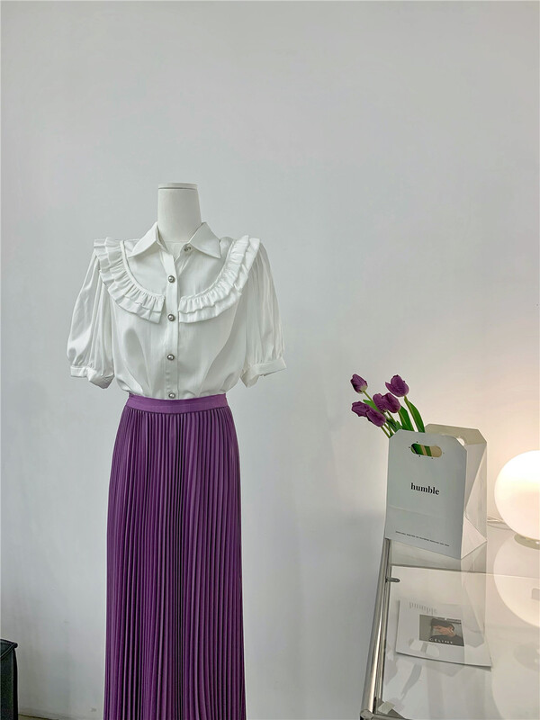 [lemon tree] Korean simple solid color single breasted shirt 66212# XYY