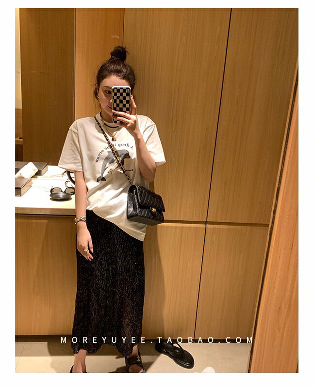 New in early summer! [x · h studio] Sequin elastic waist design half skirt 790# ozq