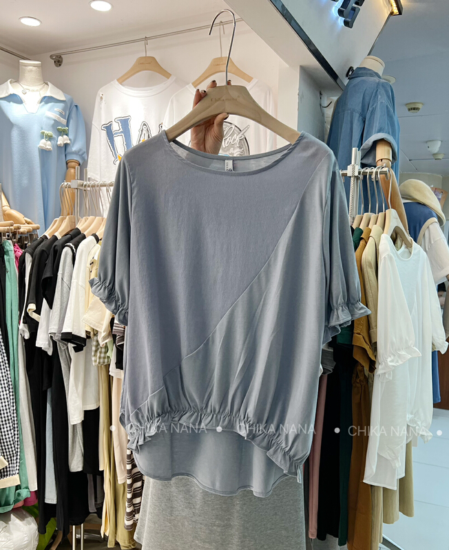 [Chika. Nana] simple solid color versatile blouse 8890# cqw