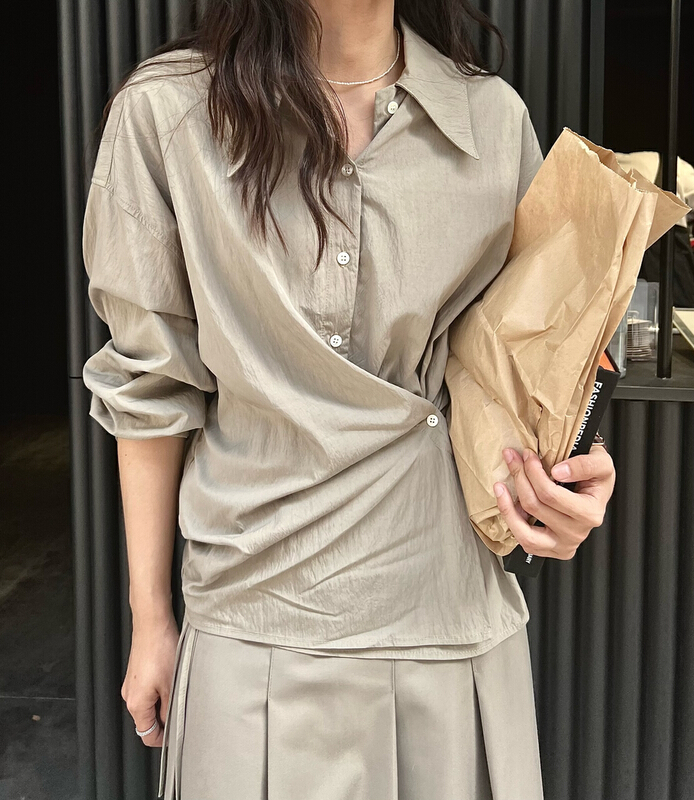 [trustme] design style clean color versatile long sleeved shirt 66270# ozq