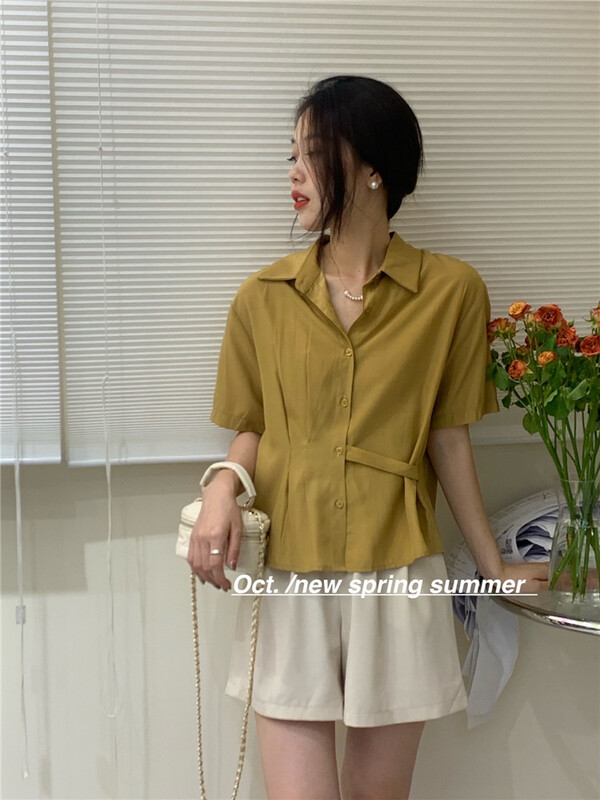 [OCT] small fresh, simple and versatile shirt 1605# hjy