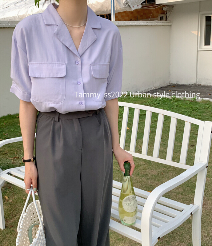 New in early summer! [Tammy] postman stationery short sleeve simple urban commuter shirt 62876# L