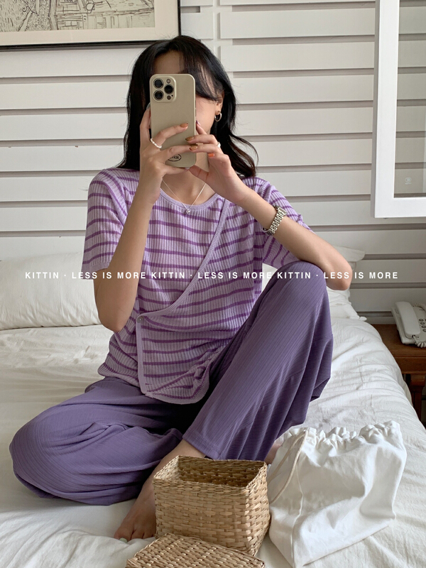 goods in stock! New in early summer! [Kittin] Korean style striped short sleeved sweater ys1-175# XYY