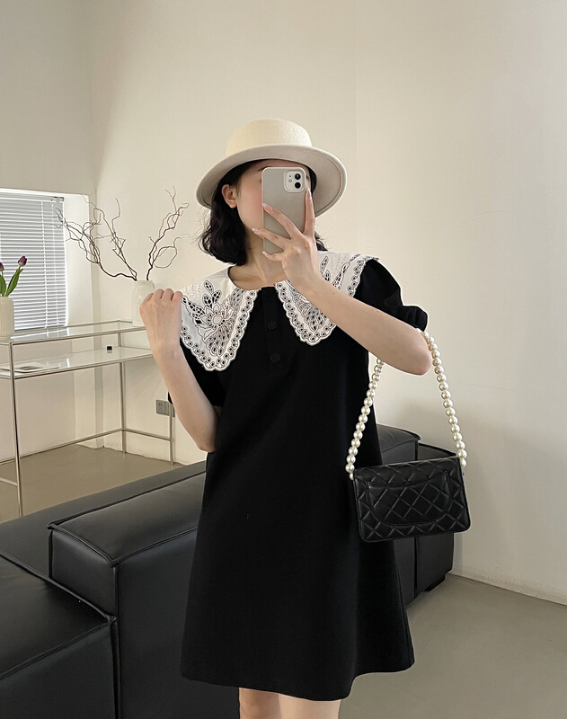 【檸檬樹】甜美重工娃娃領泡泡袖寬鬆連衣裙  66316#  XYY